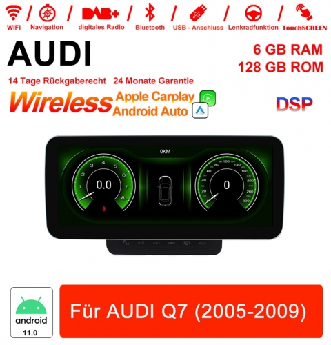 10.25 pouces Qualcomm Snapdragon 665 8 Core Android 11.0  Autoradio/ Multimédia 6Go de RAM 128Go de ROM pour AUDI Q7 2005-2009 CarPlay intégré