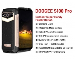 Doogee s100 pro Android 12 Helio G99 6.58" Téléphone Roubuste 12 Go de RAM 256 Go de ROM SmartPhone