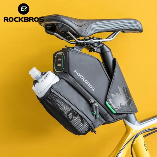ROCKBROS sac de selle de vélo avec poche pour bouteille d'eau étanche vtt vélo Portable tige de selle sac de queue accessoires de vélo
