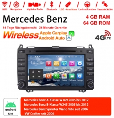 8 Zoll Android 12.0 4G LTE Autoradio/Multimedia 4GB RAM 64GB ROM Für Mercedes BENZ A Klasse W169, B Klasse W245, Sprinter Viano Vito und VW Crafter