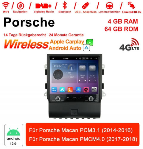 8.4 pouces Android 12.0 4G LTE Autoradio / Multimédia 4GB RAM 64GB ROM pour Porsche Macan 2014-2018 Carplay intégré /Android Auto