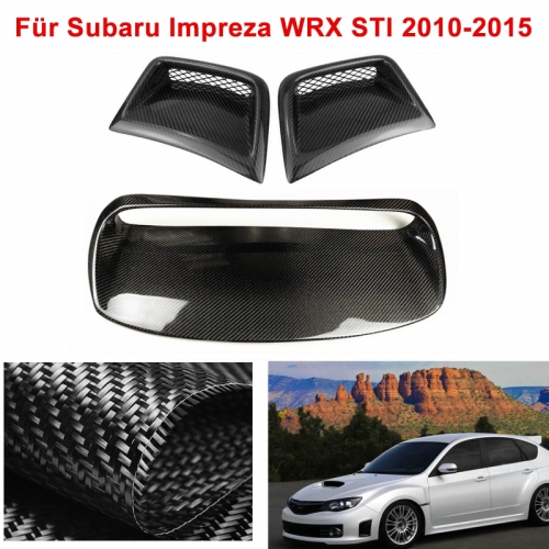 Couvercle de sortie de capot en fibre de carbone + garniture de couvercle d'évent latéral de pare-chocs avant pour Subaru Impreza WRX STI 2010-2015