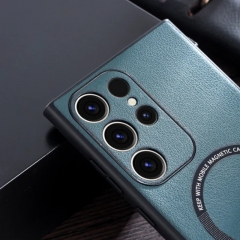 Coque de téléphone magnétique en PU MagSafe à texture de tissu pour Samsung Galaxy S23 5G