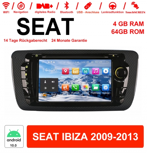 7 Zoll Android 10 Autoradio / Multimedia 4GB RAM 64GB ROM Für SEAT IBIZA 2009-2013 Mit WiFi NAVI Bluetooth USB