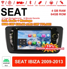 7 Zoll Android 10 Autoradio / Multimedia 4GB RAM 64GB ROM Für SEAT IBIZA 2009-2013 With WiFi NAVI Bluetooth USB