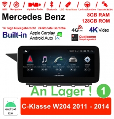 Qualcomm Snapdragon 665 8 Core Android 12 4G LTE Car Radio / Multimedia 8GB RAM 128GB ROM For Benz C-Klasse W204 2011-2014 NTG4.5 Built-in CarPlay