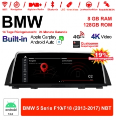 10.25 Zoll Qualcomm Snapdragon 665 8 Core Android 13.0 4G LTE Autoradio / Multimedia USB WiFi Navi Carplay Für BMW 5 Series F10/F18 (2013-2017) NBT