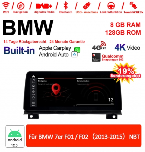 12.3 Inch Qualcomm Snapdragon 665 8 Core Android 12.0 4G LTE Car Radio / Multimedia USB Carplay For BMW 7 Series F01/F02 (2013-2015) NBT With WiFi