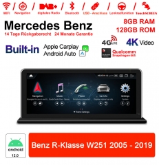 8.8 inch Snapdragon 665 8 Core Android 12 4G Car Radio / Multimedia 8GB RAM 128GB ROM For Benz R-Klasse W251 2005-2017 Built-in CarPlay