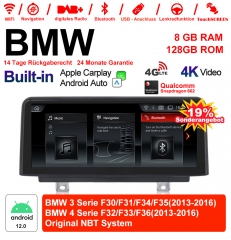 10.25 Inch Qualcomm Snapdragon 665 8 Core Android 12.0 4G LTE Car Radio / Multimedia USB WiFi Carplay For BMW 3 Series /4 Series NBT