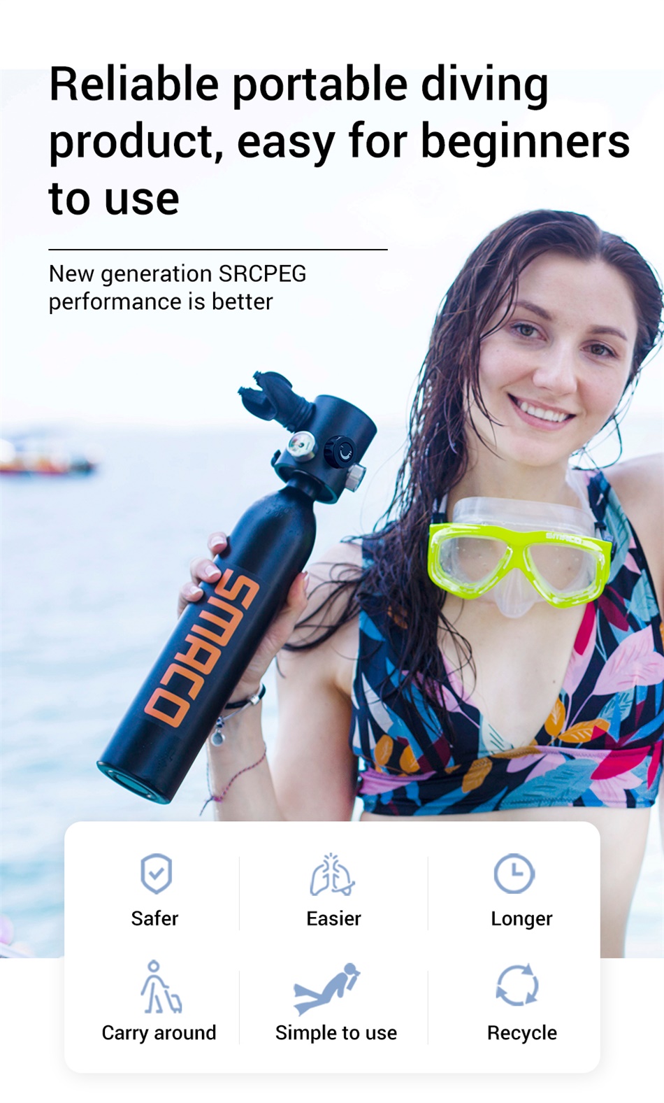 SMACO S500 Mini réservoir d'oxygène de plongée sous-marine
