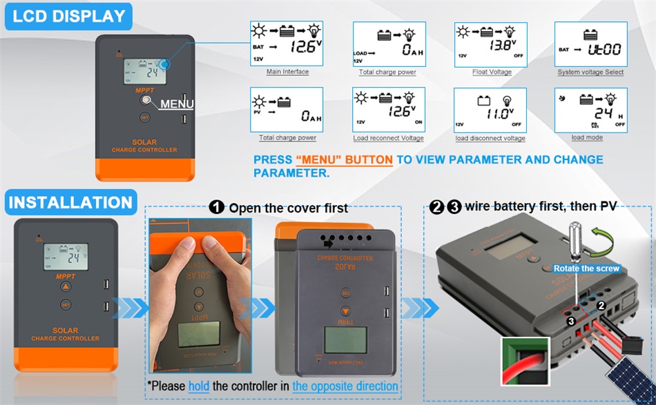 PowMr MPPT Solar Ladegerät Controller 