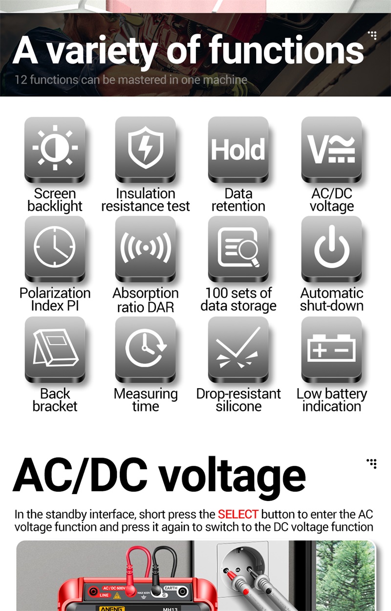 Aneng MH13 ohm tester