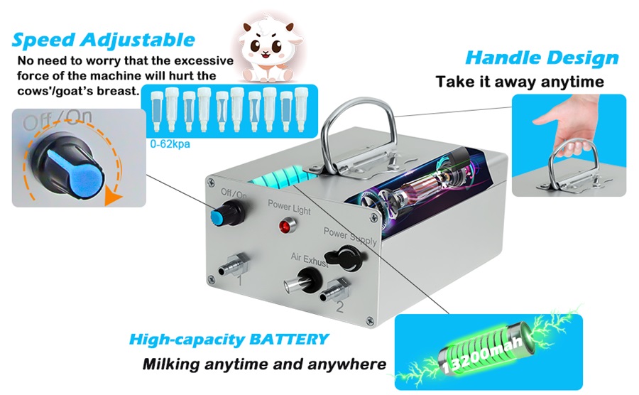 Portable pulsation vacuum pump Milker