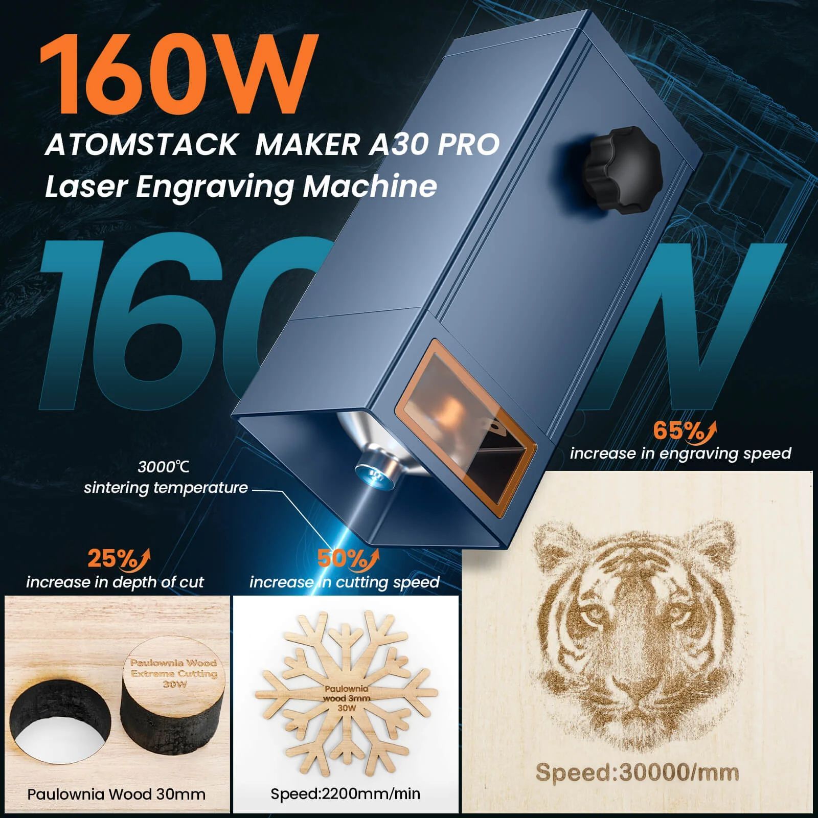 Atoms tack a30 pro 160w laser gravur schneide maschine