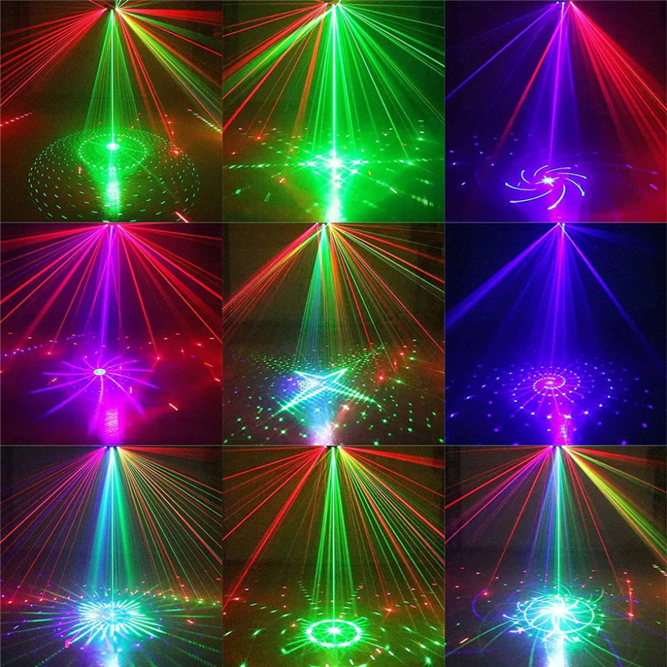 Projecteur de lumière laser à faisceau DJ Disco RVB 15 trous