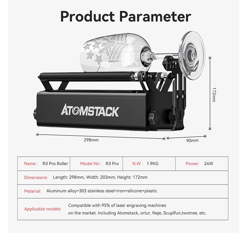 ATOMSTACK R3 PRO Laser-Rotationswalze