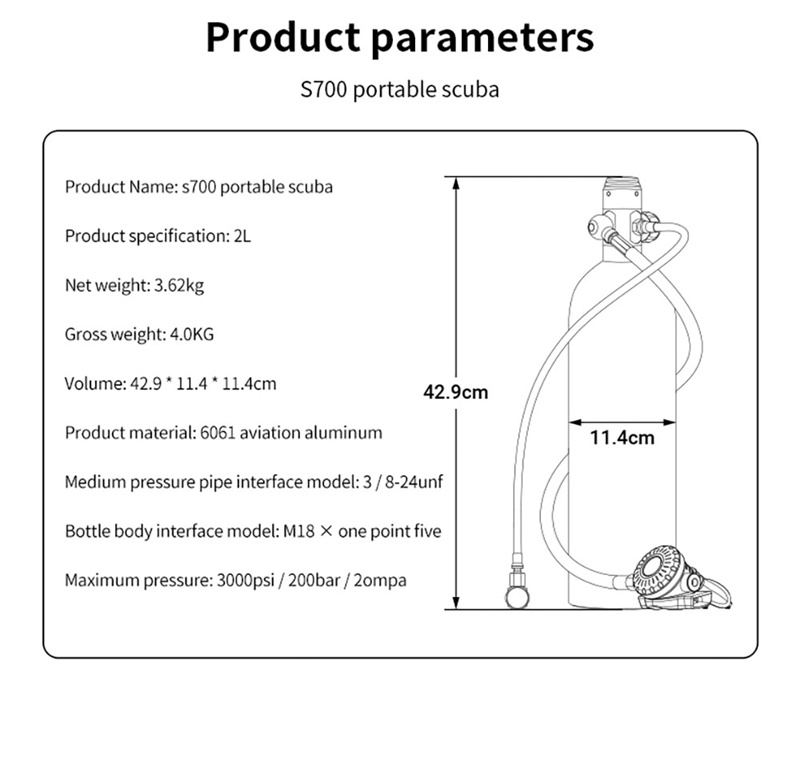 Smaco 2l mini scuba tank