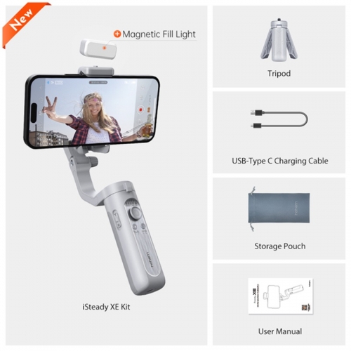 Hohem iSteady XE Kit stabilisateur de cardan à main trépied Selfie 3 axes pour Smartphone avec éclairage vidéo à lumière de remplissage magnétique