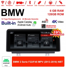12.3 Inch Qualcomm Snapdragon 665 8 Core Android 12.0 4G LTE Car Radio / Multimedia 8GB RAM 128GB ROM USB WiFi Carplay For BMW 2 Series F22/F45 MPV NB
