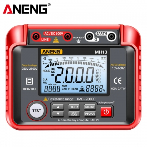 Aneng MH13 ohm tester digital multimeter mego metro insulation earth high voltage megger resistance meter tester megohm meter tool