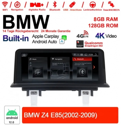 10.25" Qualcomm Snapdragon 662 Android 12.0 4G LTE Autoradio / Multimédia USB WiFi Navi Carplay Pour BMW Z4 E85 (2002-2009)