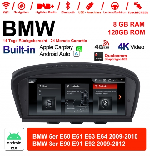 8.8 inch Qualcomm Snapdragon 665 8 Core Android 12.0 4G LTE Car Radio / Multimedia USB Carplay For Für BMW 5 Series E60 E61 E63 3 Serie E90 CIC