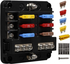 Car Fuse Holder Blade Fuse, ENDARK Car Fuse Box 6 Slot Fuse Holder with LED Display Negative Bus