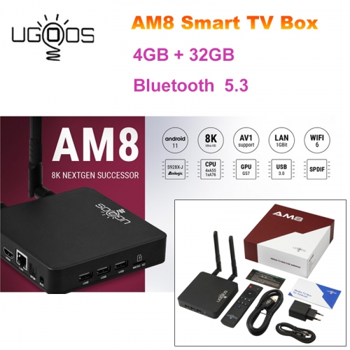 Ugoos AM8 Amlogic S928X-J Android 11.0 4 Go de RAM 32 Go de ROM Bluetooth 5.3 8K Smart Mini TV Box