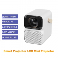 Android 9 4K 2Go RAM 16Go Bluetooth 5.0 Projecteur intelligent Mini projecteur LCD 1080P Projecteur portable pour TV/PC/smartphones/tablettes/DVD...