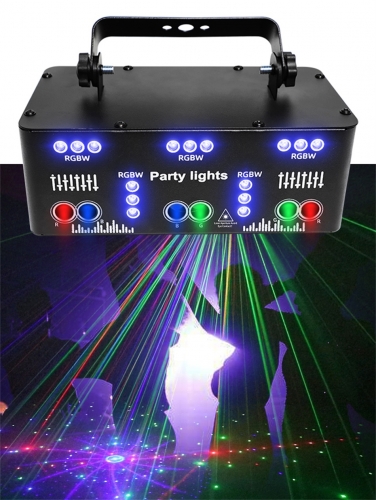 Projecteur de lumière Laser de scène à motif de faisceau Disco DJ, 21 trous, RGB UV LED, son stroboscopique, lampe de fête de vacances et de mariage