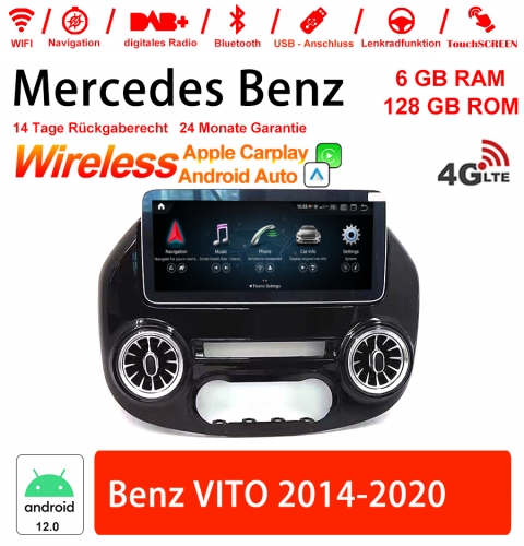 12.3 pouces Qualcomm Snapdragon 665 8 Core Android 11 4G LTE Autoradio / Multimédia pour Benz VITO 2014-2020 CarPlay intégré/ Android Auto
