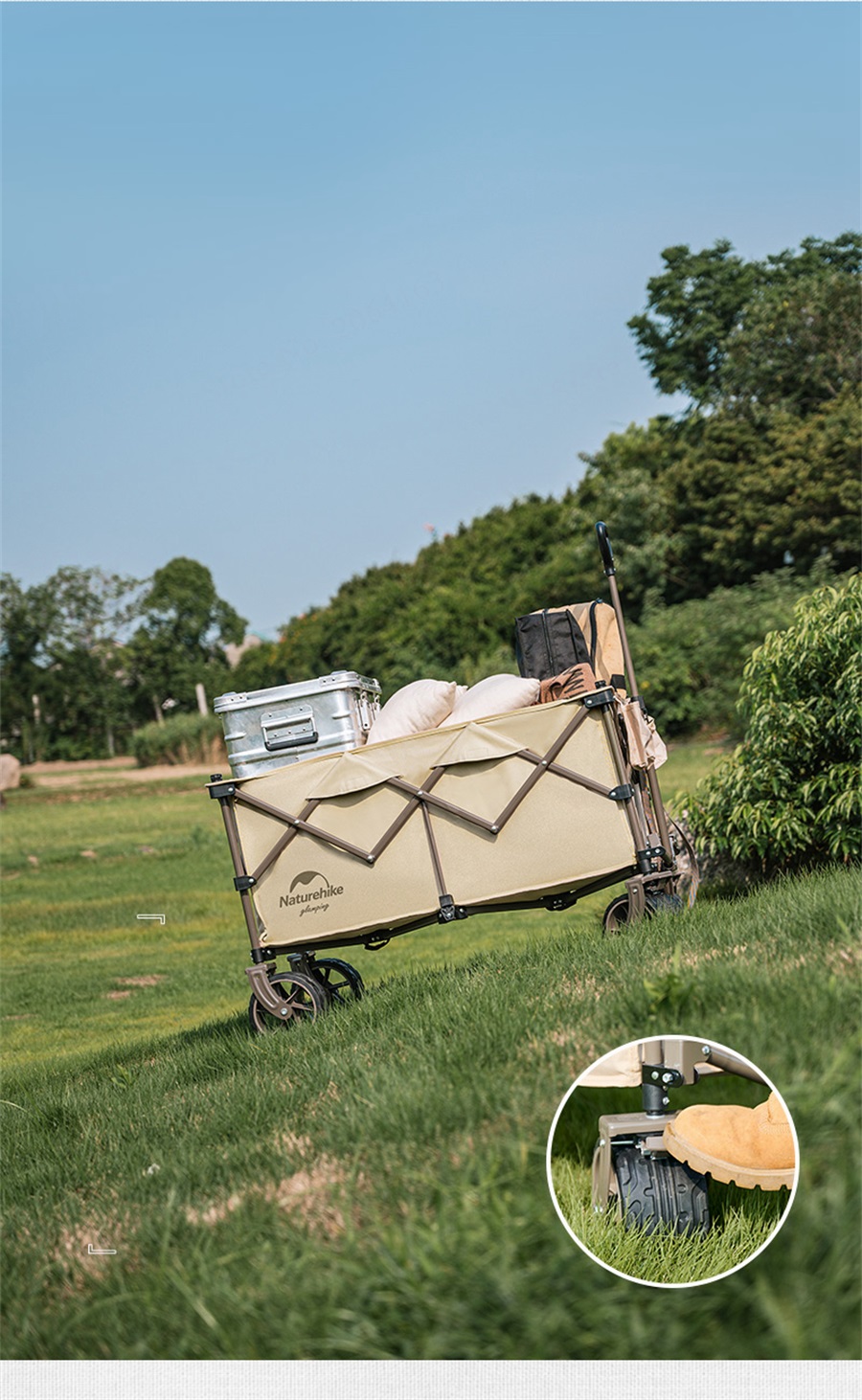 Chariot de pique-nique multifonctionnel pour randonnée dans la nature