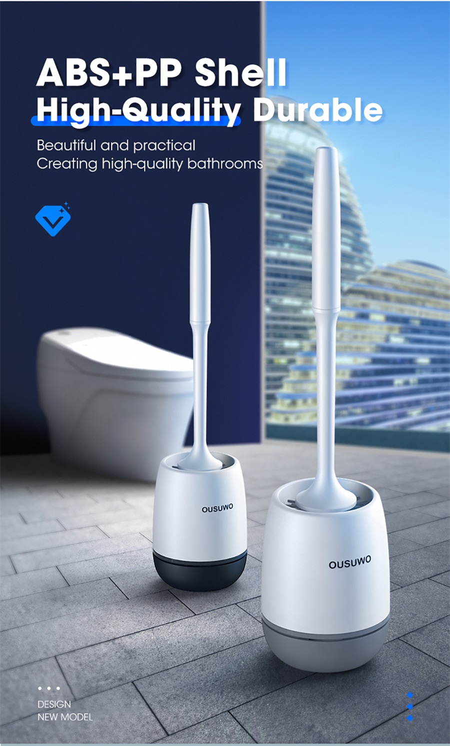 GESEW wall-mounted silicone toilet brush