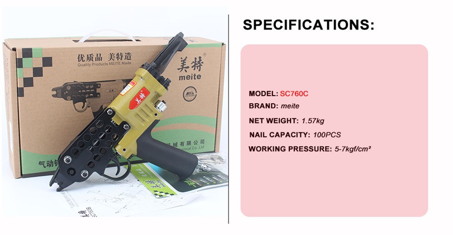 Agrafeuse pneumatique à cage pour pistolet à clous Sc760c Air C