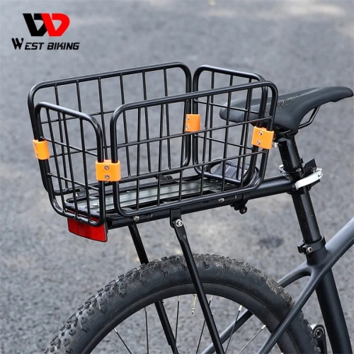West Biking Panier à vélo Support réglable à dégagement rapide avec réflecteur et sangles à bagages