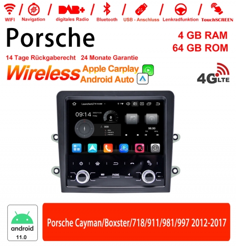 7 pouces Android 11.0 4G LTE Autoradio /Multimedia 4GB RAM 64GB ROM pour Porsche Cayman/Boxster/718/911/981/997 2012-2017 Carplay intégre/Android Auto