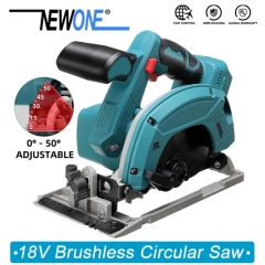 NEWONE Elektrische Kreissäge 165mm Sägeblatt Bürstenlosen Multi-Winkel Schneiden Geeignet Für Makita 18v Batterie