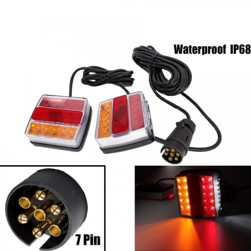 Kit de feux de remorquage pour remorque, 10m, 7 broches, 12V, 16 Led, feux de stop arrière, clignotants, lampe de plaque d'immatriculation, camion RV