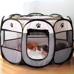 Portable Foldable Pet Tent Kennel Outdoor Octagonal Fence Easy Operation Large Dog Cages Cat Fences