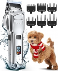 ONEISALL Quiet dog clipper with thick fur, IPX7 waterproof clipper for dogs and cats, professional dog trimmer