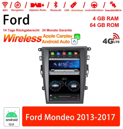 12 pouces Qualcomm Snapdragon 665 Android 12.0 autoradio / multimédia 4Go de RAM 64Go ROM pour Ford Mondeo 2013-2017 avec WiFi NAVI Bluetooth USB