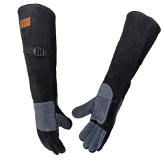 WZQH 60CM Leather Bite Resistant Gloves for Handling Animals, Anti-Bite Work Gloves, Handling Dog/Cat/Parrot/Reptiles