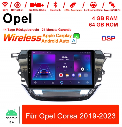 9 pouces Android 12.0 Autoradio / Multimédia 4GB RAM 64GB ROM pour Opel Corsa 2019-2023 intégré Carplay/ Android Auto