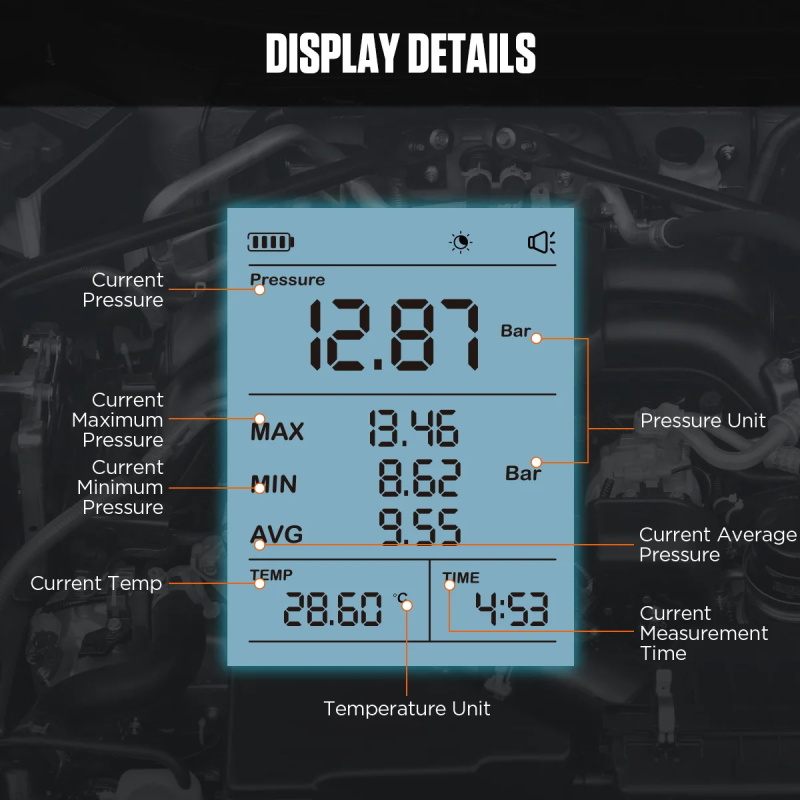 Autool pt635 automobil kraftstoff manometer