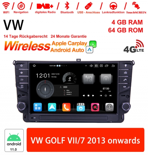 9 pouces Android 11.0 4G LTE Autoradio / Multimedia 4GB RAM 64GB ROM pour VW GOLF VII/7 Ab 2013 Carplay intégre /Android Auto