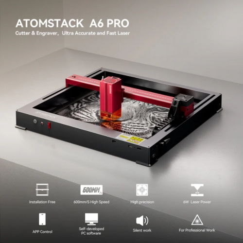 AtomStack A6 Pro Optische Leistung 6W Lasergravierer Unibody-Rahmen Keine Montage erforderlich