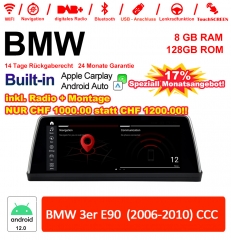 10.25" Qualcomm Snapdragon 665 Android 12.0 4G LTE Autoradio / Multimédia USB WiFi Navi Carplay Pour BMW 3 Series E90 (2006-2010) CCC