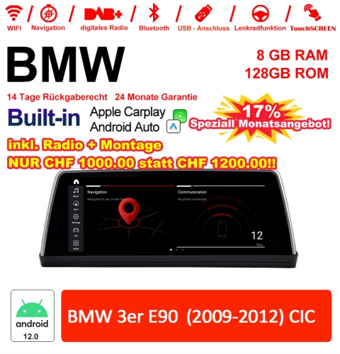 10.25" Qualcomm Snapdragon 665 Android 12.0 4G LTE Autoradio / Multimédia USB WiFi Navi Carplay Pour BMW 3 Series E90 (2009-2012) CIC
