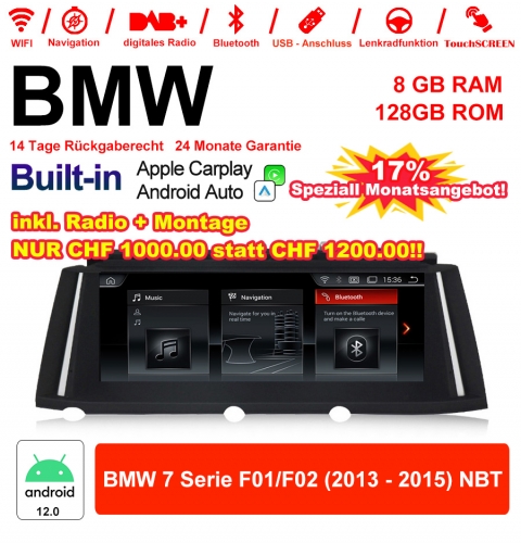10.25" Qualcomm Snapdragon 665 Android 12.0 4G LTE Autoradio / Multimédia USB WiFi Navi Carplay Pour BMW 7 Series F01/F02 2013-2015 NBT